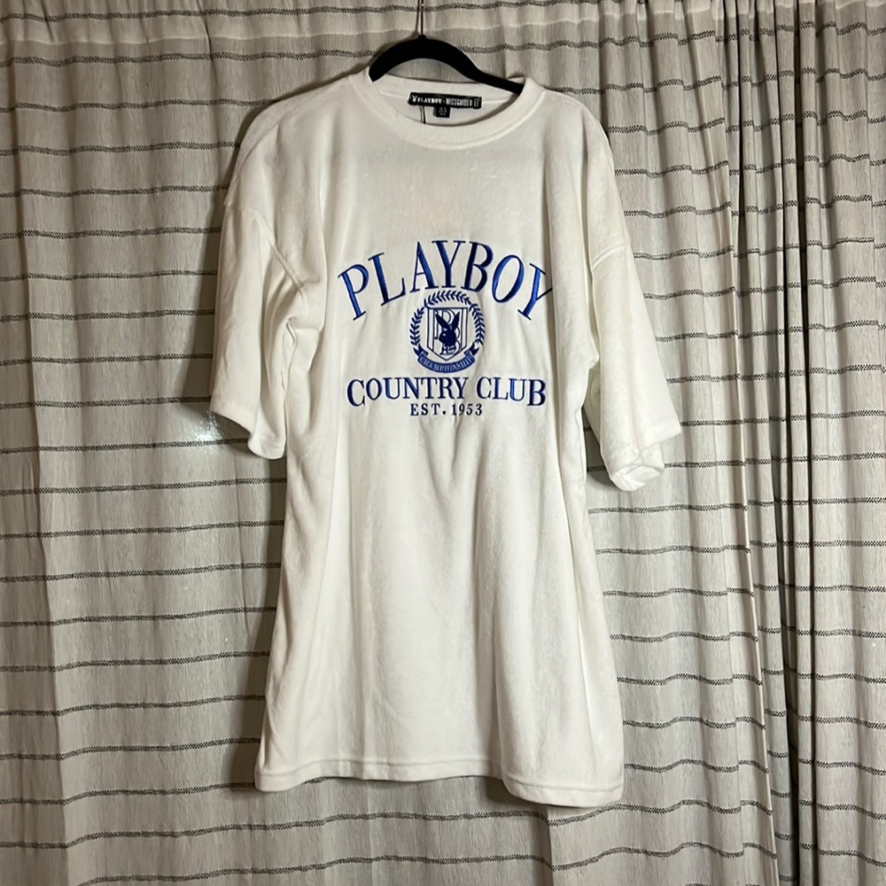 Playboy x Missguided Terry Cloth Shirt Dress
